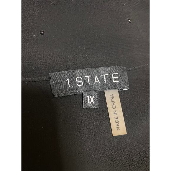 1.State Women's Black Chiffon Pleated Long Sleeve Sheer Tunic Blouse Top Size XL - Picture 3 of 3